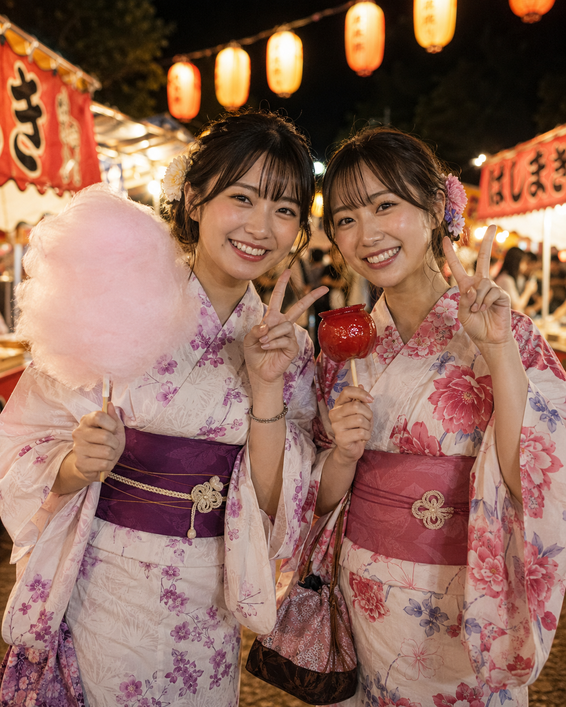 りんご飴とわたあめ。この2つは持ったまま歩ける